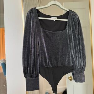 Privacy Please Long Sleeve Balloon bodysuit Silver sparkly. Worn twice